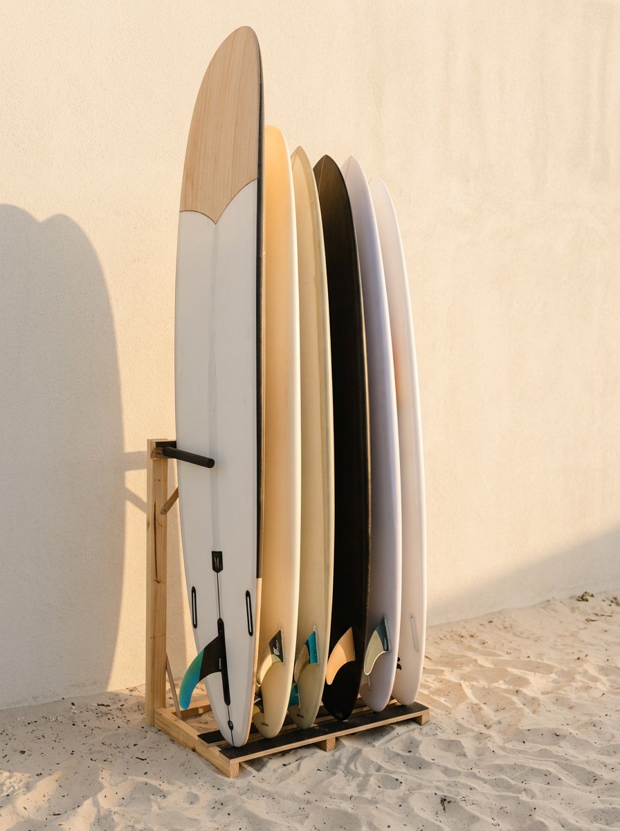 SurfBros Quiver Rack 6 holding a full six-board quiver